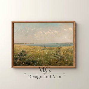 Spring Landscape Painting | Vintage Neutral Art Country Landscape Print | Living Room Decor | Vintage Print | Country Farmhouse PRINTABLE