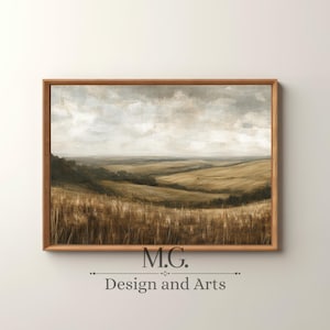 Wheat Field Fall Landscape Print | Moody Autumn Oil Painting | Antique Autumn Art Print | Download Art Print | PRINTABLE Wall Art
