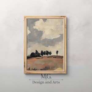 Vintage Country Scenery Painting | Southern Europe Countryside Landscape | Warm Tone Landscape Print | Digital PRINTABLE