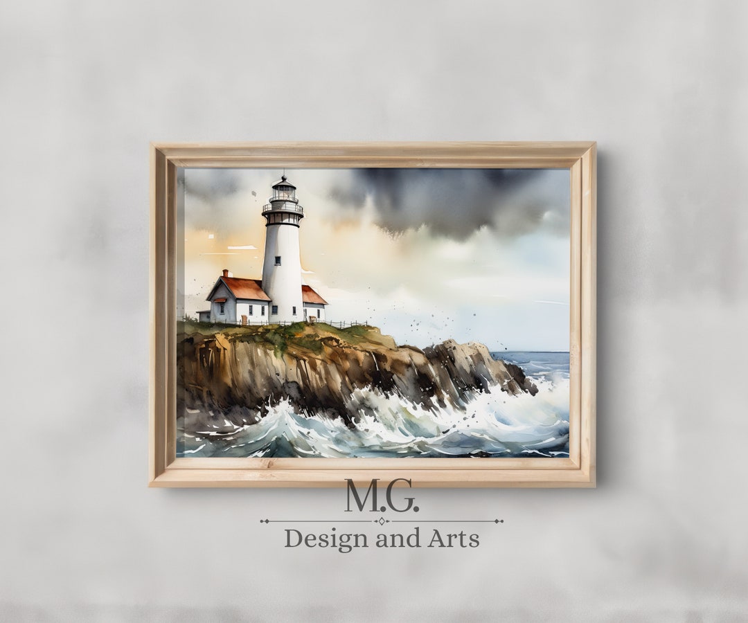 Lighthouse Painting | Beach House Decor | Coastal Decor | Vintage ...