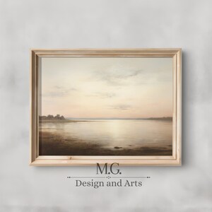 Moody  Lake Landscape Art Print | Vintage Landscape Painting | Farmhouse Coastal Wall Decor | PRINTABLE Digital Print