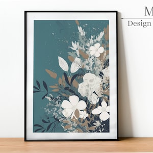 Modern wall art | Flower art poster | Botanical wall art | Modern home decor | Digital download flower wall art | Living room decor