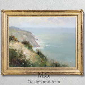 Coastal decor | Antique coastal oil painting | Beach house decor |  Seaside painting | Vintage seascape oil painting