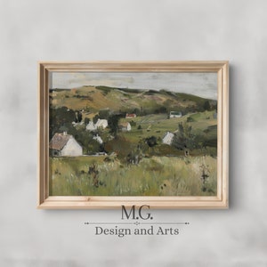 European Countryside Oil Painting | Country Scenery Wall Art | Vintage Landscape Artwork | Living Room Decor | Digital PRINTABLE