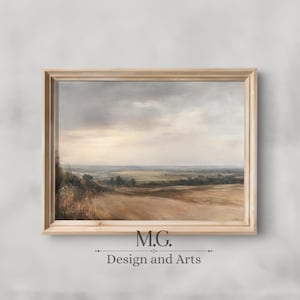 Farmhouse Decor Antique Painting | Vintage Art Landscape Painting | Living Room Decor | Muted Landscape Wall Art Digital PRINTABLE