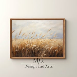 Wheat Field Landscape Oil Painting | Antique Decor | Vintage Landscape Art Print | Country Field Wall Art | Digital Download