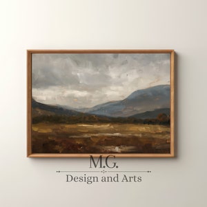 Moody Fall Landscape | Living Room Decor | Antique Nature Painting | Warm Tone Autumn Wall Decor | PRINTABLE Downloadable Art