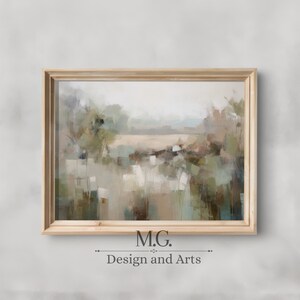 Impressionist Landscape Oil Painting | Abstract Art | Antique Decor | Vintage Landscape Art Print | Country Field Wall Art Digital Download