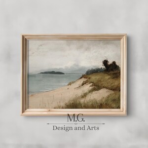 Beach House Wall Art | Antique Coastal Oil Painting | Vintage Coastal Oil Painting | PRINTABLE Download Art