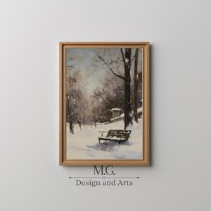 Winter Park Landscape Oil Painting | Vintage Landscape Art Print | Antique Decor | Country Field Wall Art Abstract painting Digital Download