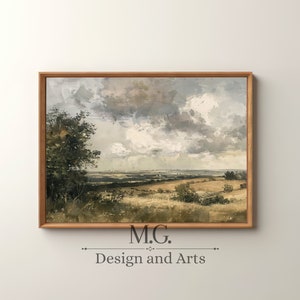 Vintage French Landscape Painting | PRINTABLE Vintage Living Room Landscape Painting | French Country Decor | Downloadable Digital