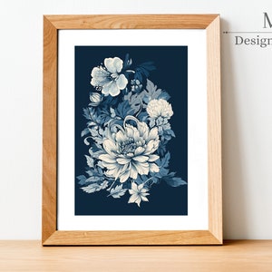 Modern wall art | Flower art poster | Botanical wall art | Modern home decor | Digital download flower wall art | Living room decor