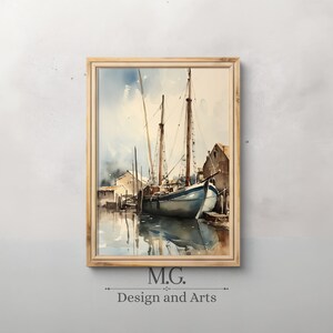 Nautical art | Beach house decor | Sailboat watercolor painting |   Digital download | Printable wall art | Watercolor painting