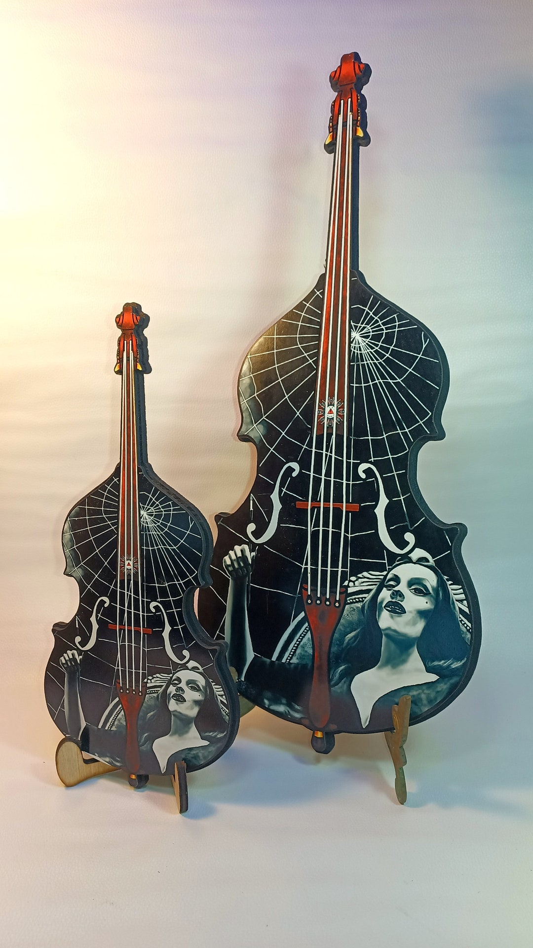 Mini Guitar Pinup Girl Digital Art Mystical Design Laser Sublimation