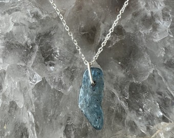 Polished Blue Kyanite set with a Sterling Silver chain