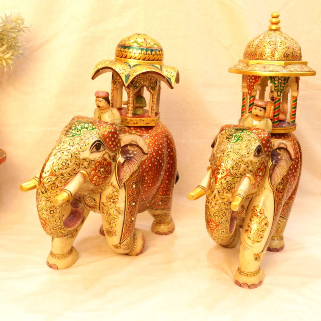 Marble Elephant Set of 2 LARGE Antique Marble Elephant Set Etsy