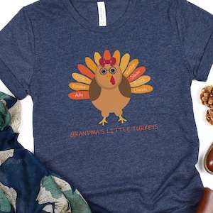 Grandma&#39;s little turkeys t-shirt, grandma shirt, thanksgiving shirt, mimi shirt, gift for grandma, gift for ladies, Personalized grandma tee