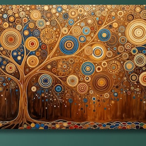 Modern Tree of Life Canvas Wall Art/Gustav Klimt Poster/Extra Large Artwork/Modern Art Print/Home Wall Decor/Wrapped or Framed Wall Art/28