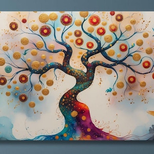 Modern Tree of Life Canvas Wall Art/Gustav Klimt Poster/Extra Large Artwork/Modern Art Print/Home Wall Decor/Wrapped or Framed Wall Art/25