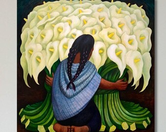 Diego Rivera: Flower Sellers (girl With Lilies)(1942) Canvas Art