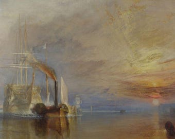 JMW Turner The Fighting Temeraire Romantische Seelandschaft Nautische Leinwand Kunst / 2