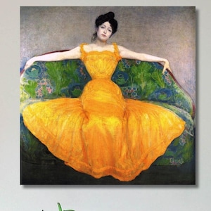 Max Kurzweil: Woman in a Yellow Dress (1899) Canvas Wall Art/Kurzweil Painting/Classic Famous Art Print/Wrapped or Framed Wall Decor Gift/1