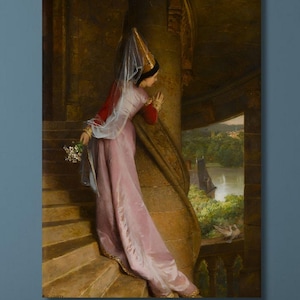 Pierre-Charles Comte: The Secret Rendezvous (19 Jahrhundert) Leinwand Wandkunst / Präraffaeliten Malerei / Qualitätsdruck / Romantische Schlosskunst / 1
