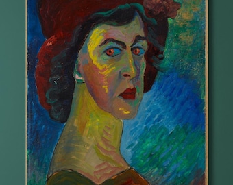 Marianne von Werefkin: Selfportrait I Canvas/Expressionist Woman Artist/Classic Modernist Painting/Vintage Fine Art Print/Wall Decor Gift/1