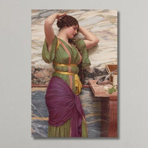 John William Godward: A Fair Reflection (1915) Canvas Wall Art/Neo Classical Art Poster Gifts/Pre Raphaelite Art/Renaissance Print Decor/4
