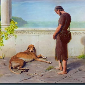 Briton Riviere: Ulises y Argos Lienzo / Pintura de la mitología del perro leal / Lámina de arte mural de animales clásicos/10