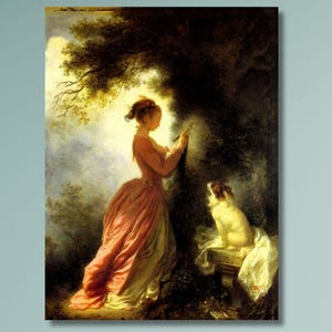 Jean-Honore Fragonard: The Souvenir Canvas/Rococo Romantic Art/French 18th Century Painting/Classic Wall Decor/Museum Quality Print Gift/12