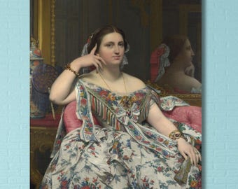 Jean-Auguste-Dominique Ingres: Mrs. Moitessier (1856) Leinwand Wandkunst/Kunstmalerei Qualitätsdruck/Frauenporträt/Postergeschenk/4