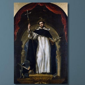 Claudio Coello: El religioso español Santo Domingo de Guzmán (1670) Lienzo decorativo para pared/Póster de Santo Domingo/Arte renacentista/Impresión de alta calidad/1
