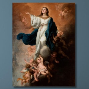 Bartolome Murillo Assumption Of The Virgin Canvas/Baroque Religious Art/Sacred Masterpiece/Heavenly Scene/Classic Catholic Wall Decor Gift/3