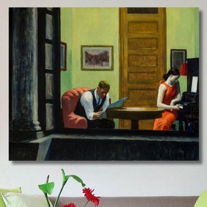 Edward Hopper: Room in New York (1932) Canvas Art/Expressionism Print/Famous Art Painting/Hopper Artwork/Home Wall Decor/Hopper Poster/15