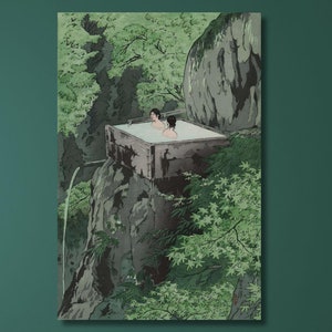 Shiro Kasamatsu: Lienzo de aguas termales de Shirahone, arte japonés, impresión japonesa, póster asiático, decoración de pared japonesa, regalo de pared japonés 3