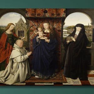 Jan Van Eyck: Virgin And Child With Saints And Donor Canvas/Early Netherlandish Art/Old Master Religious Painting/Reproduction Wall Decor/8
