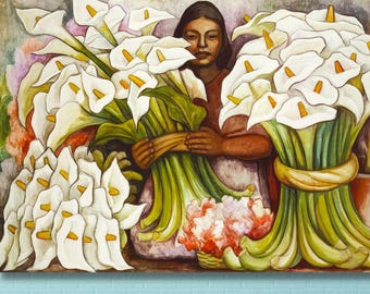 Diego Rivera: Flower Sellers (girl With Lilies)(1942) Canvas Art