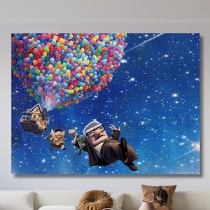 Carl Fredricksen/Pixar Wall Art Up/Kids Room Canvas/Pixar Poster/Kids Room Decor Up/Pixar Up Painting/Movie Canvas/Balloons/Digital Print/74