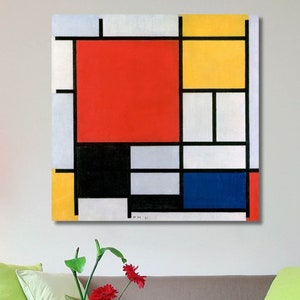 Piet Mondrian Composition with Red, Yellow, Blue, and Black (1921) Canvas Art, Geometric Wall Decor, Minimalist Art, Famous Print Gift (12)