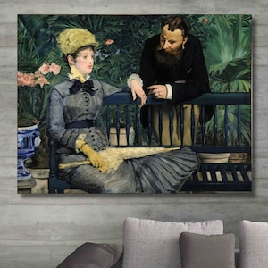 In the Conservatory 1879 Edouard Manet  Canvas Wall Art/High Quality Print/Reproduction Painting/Abstract Artwork/New Home Gift/Art Poster/3
