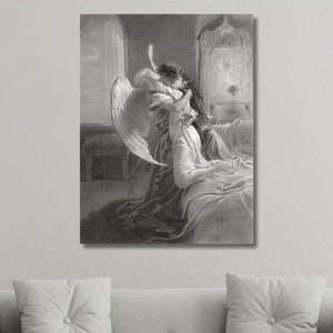 Mihály von Zichy : Rencontre romantique (1864) Art mural sur toile, galerie d&#39;oeuvres d&#39;art, jet d&#39;art mural emballé ou encadré, décoration murale pour la maison, cadeau imprimé1