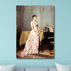Auguste Toulmouche: Rose Caron (1880) Arte de parede em tela, impressão famosa, pintura de arte, presente de decoração, impressão de belas artes, impressão de alta qualidade (5)