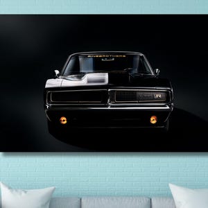 Schwarzer Dodge Ladegerät R/T 1969 Wand-Kunst, Weinlese-Muscle-Car-Druck, klassisches amerikanisches Auto-Druck für Garage, Man Cave oder Office Decor/2