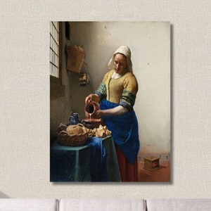 Johannes Vermeer (1658-1660) The Milkmaid Painting/Vermeer Het Melkmeisje Canvas Wall Art/Artwork Print/Vermeer Pop Art/Vermeer Poster/1