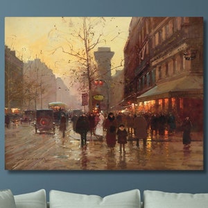 The Saint Denis Gate Paris Canvas Wall Art/Edouard Cortes Paintings/Paris Streets Poster/Scenes from the City of Paris/Paris City Prints/2