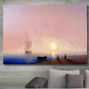 Ivan Aivazovsky: Stormy Sea at Night (1853) Canvas Wall Art, Reproduction Decor Print, Exhibition Artwork, Maritime, Romanticism Art Gift 8