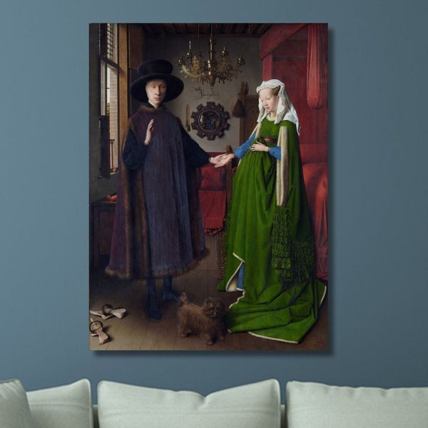 El matrimonio de Arnolfini Jan van Eyck Lienzo Arte mural/Retrato de Arnolfini/Cartel de boda de Arnolfini/Impresión de obra de arte/Pintura de arte/Reproducción