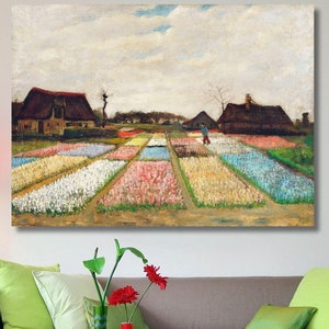 Vincent van Gogh: Flower Beds in Holland (1883) Canvas Wall Art, Fine Art Poster, Oil Painting, Flowers Painting, Holland Print Gift 45