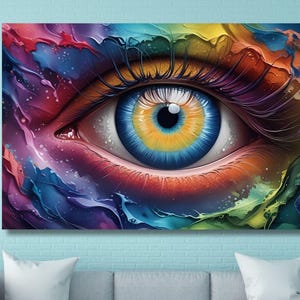 Colorful Eye Canvas Painting/Mixed Color Eye Poster/High Quality Print/Eye Poster/Eye Artwork/Home Wall Decor/Office Wall Gift/Eye Artwork/3